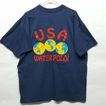 Vtg USA Water Polo Mens XL Blue Stripe T Shirt Tennessee River Gold Wet Monkey - £26.62 GBP