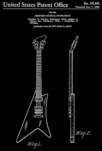 1958 - Gibson Guitar #2 - T. M. McCarty - Patent Art Poster - $9.99