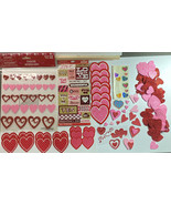 Valentines Hearts and Stickers Scrapbook Cards Crafts 167 Peices - £5.48 GBP