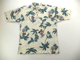 Tommy Bahama Hula Girls &amp; Palm Trees Print 100% Cotton Polo Shirt  Mens Medium - £30.66 GBP