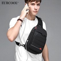 Multifunction Men Chest Bag for 9.7&quot;USB Backpack Charging Messenger Handbags Cro - £36.87 GBP