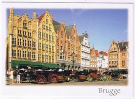 Belgium Postcard Brugge Grote Markt Market Place Horse Drawn Carriages - £1.65 GBP