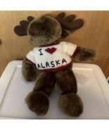 Mr Chocolate Moose Plush 1999 Wishpets Knit Sweater I Love Alaska ❤️ 19”... - $24.00