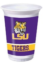 LSU 20 oz 8 Plastic Cups Tailgating Football Party Tigers - £3.87 GBP