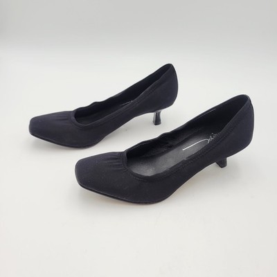DONALD PLINER Seana Black Pumps Kitten Heels Fabric Slip on Shoes Size 6.5 Vtg Item image 6