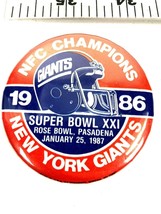 Superbowl XXI 1986 New York Giants NFC Champions Pin Button RoseBowl Pasadena - £7.84 GBP