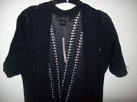 VENUE BLACK KNITTED  SHORT SLEEVE KNIT VEST LONG TOP MEDIUM NWT - $75.14