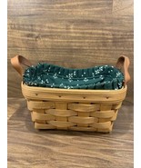 Longaberger 2002 Trinket Basket &amp; Fabric Liner, Double Leather Handles - $362.41 MXN