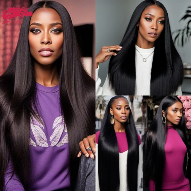 Ali Queen HD13X6 Transparent Silk Straight Lace Frontal Wig 13X4 Front Human - £79.84 GBP+