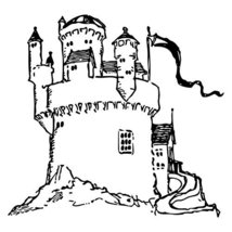 The Stalwart Castle Wall Decal - Pen and Ink Style - 27&quot; wide x 25&quot; tall - £20.78 GBP