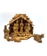 Vintage Olive Wood Nativity Set Hand Carved Manger Scene Figure Christma... - $184.05 CAD
