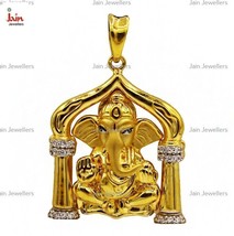 22 Kt Hallmark Real Solid Yellow Gold CZ Lord Ganesha Necklace Pendant 6 - 10 Gm - £1,019.42 GBP