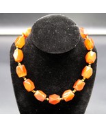 Vtg Carnelian Faceted Stone Bead Necklace Silver Tone Clasp Nice Weight - $140.19 CAD