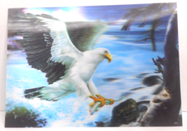 3D Wildlife HOLOGRAM Lenticular Poster Bird Catching Fish Claws Plastic Placemat - £11.98 GBP