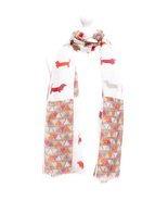 Dog and Triangle Patch Print Merino Wool Scarf - White - £39.34 GBP