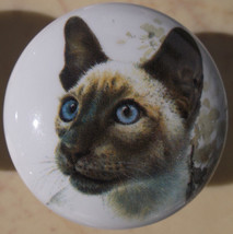 Ceramic Cabinet Knobs w/ Siamese Cat domestic - £4.22 GBP