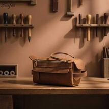 Horse Leather Travel Toiletry Bag, Vintage Genuine Leather Clutch Pouch,... - $70.00