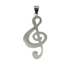 Handcrafted Solid 925 Sterling Silver G-Clef Treble-Clef Musical Note Pendant - £15.21 GBP