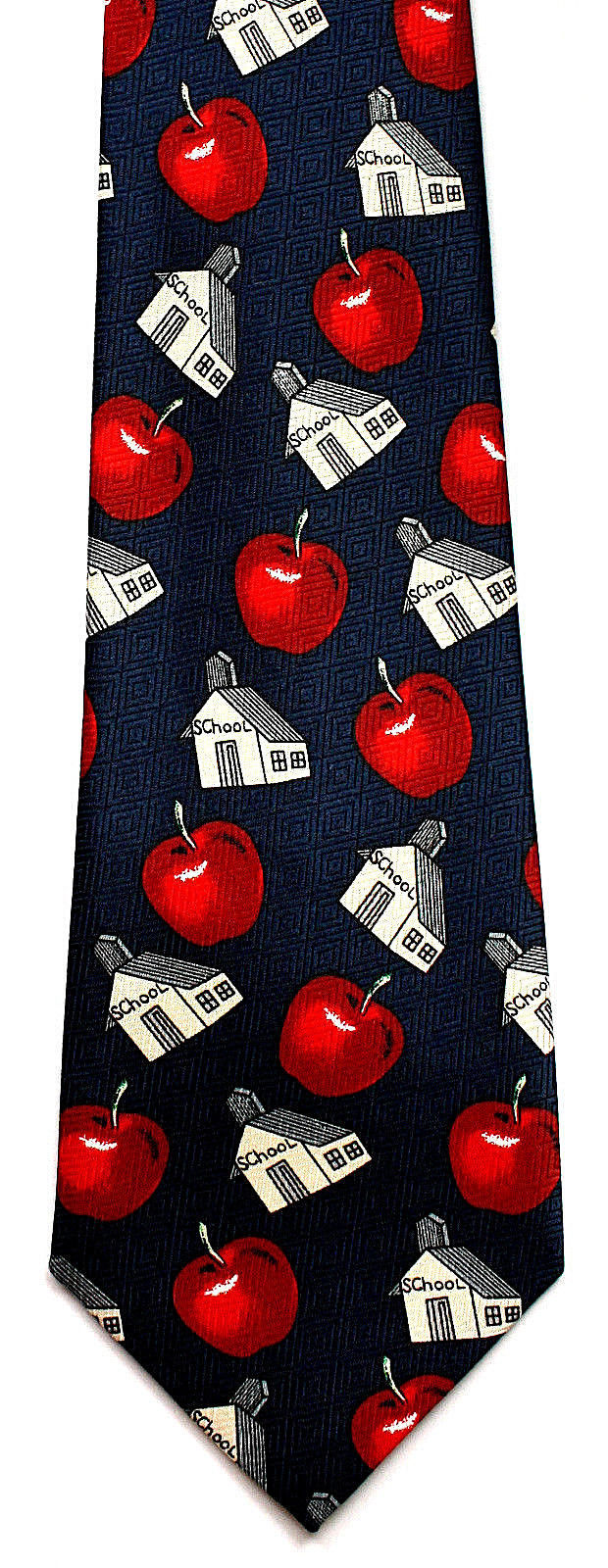 Back To School Mens Neck Tie Teacher Red Apple Education Gift Blue Necktie - $15.79