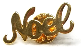 Noel Christmas Pin Gold Color Metal Cursive Vintage - $12.30