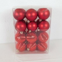 Christmas Ornaments Red Ball Xmas Tree Hanging 6 Smooth 6 Ribbed Box NO ... - £6.20 GBP