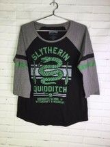 Harry Potter Slytherin Raglan Shirt T-Shirt Gray Green Women’s Juniors Size M - £17.44 GBP