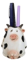 Western Country Farmhouse Holstein Bovine Cow With Udders Pen Holder Figurine - $13.99