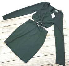 Favlux Fashion Women&#39;s Green Sparkle Mid Cutout Size Small Back Zip - £13.73 GBP