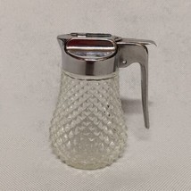 Diamond Hobnail Clear Syrup Dispenser Silver Top 4.25&quot; Tall - £15.69 GBP