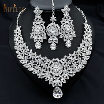 C30 Wedding Forehead Chain Necklace Earrings Set Dubai Jewelery Set Gifts for Wo - £45.63 GBP