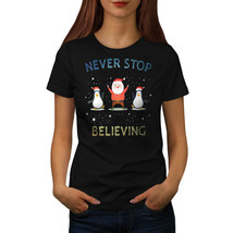 Wellcoda Holidays Christmas Womens T-shirt, Believing Casual Design Printed Tee - £16.06 GBP