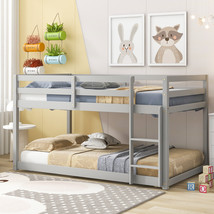 Twin over Twin Floor Bunk Bed,Gray - $343.99