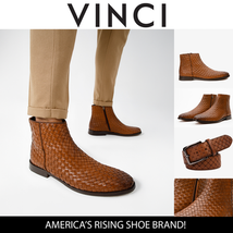 The Wellington Tan Handwoven Leather Men Boot with a Zipper Final Sale! image 2