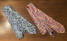 Lot 2 Saddlebred Floral Silk Ties Red Blue - £13.22 GBP