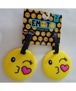 Emoto Emoji Pair Of Luggage Tags 2 Yellow Cool Wink Pink Heart Smiley ID... - £7.75 GBP