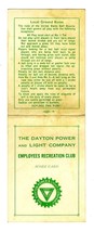 Dayton Power &amp; Light Co. Employee Recreation Club Golf Score Card 1970&#39;s... - £19.09 GBP