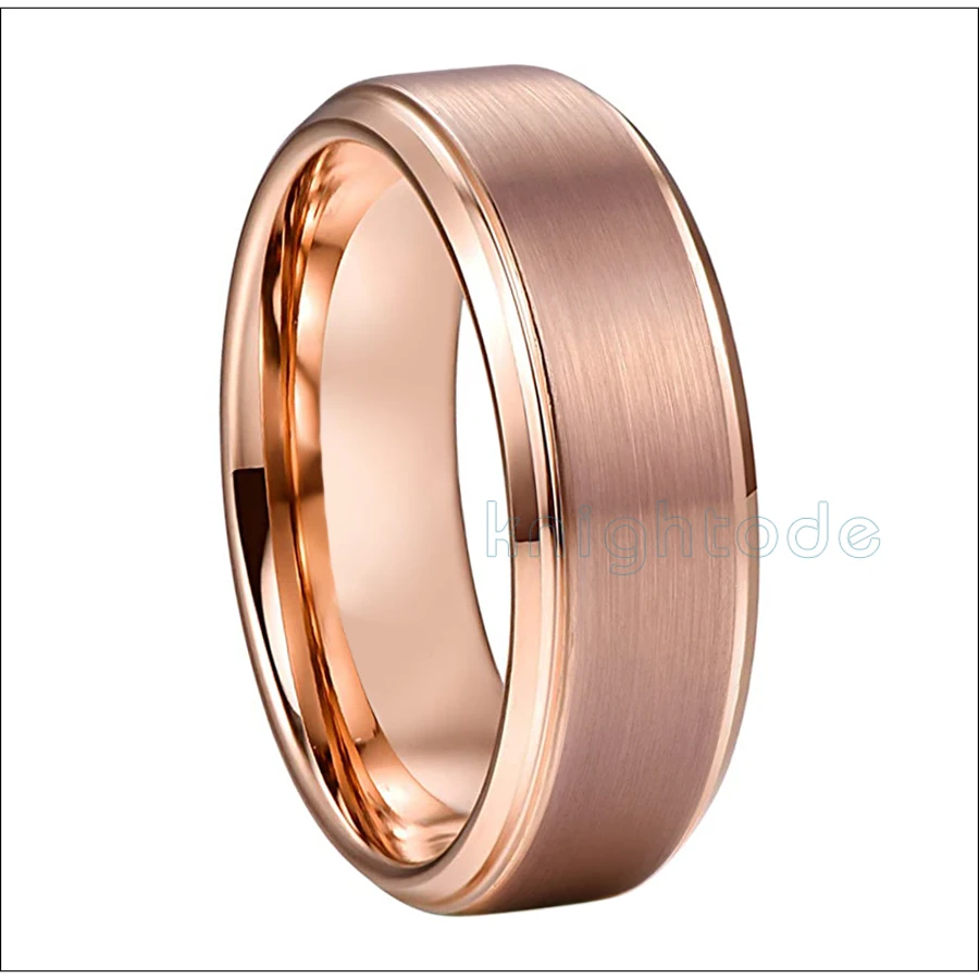 6mm 8mm Rose Gold Tungsten Carbide Wedding Band Ring Men  Women Jewelry Gift Bev - £24.58 GBP