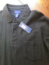 Club Room Men’s Black Ribbed Cotton Long Sleeve Polo Shirt Size L Charter Club - £9.92 GBP