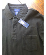 Club Room Men’s Black Ribbed Cotton Long Sleeve Polo Shirt Size L Charte... - $12.38