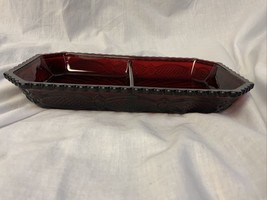 1987  Avon 1876 Cape Cod Ruby Red Relish Tray /Sandwich 9.5”x5.5” - $8.96