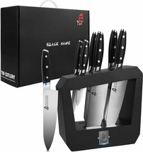 TUO TC1216 7 piece Carbon Steel Kitchen Knife Set with Wooden Block and Gift Box - £156.41 GBP