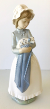 Lladro Nao #241 Girl Holding Puppy in Blanket Collectible Porcelain Figurine 10" - £60.76 GBP
