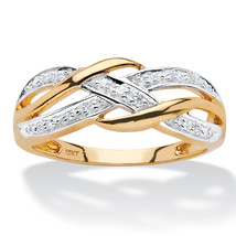 PalmBeach Jewelry Genuine Diamond Accent Braided Crossover Ring in 10k Gold - £241.27 GBP