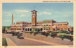 Postcard Arkansas Little Rock AR Missouri Pacific Depot Railroad Train 1940s N29 - £7.35 GBP