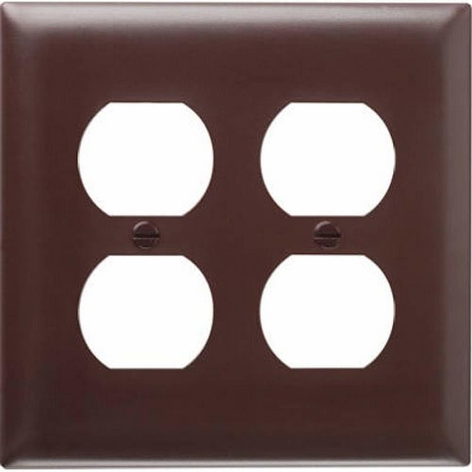 Pass &amp; Seymour SP82U 2 Gang 2 Duplex Outlet Openings Urea Wall Plate, Brown - $16.11