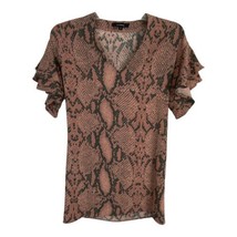 Olivaceous Womens Dress Size Small S Pink Snake Skin Short Sleeve Ruffle... - £17.18 GBP