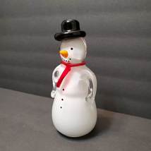 Art Glass Snowman Figurine Fifth Avenue Crystal Solid Heavy Paperweight READ image 2