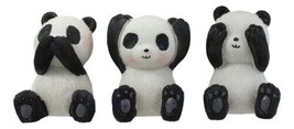 Whimsical See Hear Speak No Evil China Pandas Set of 3 Miniature Figurin... - $17.99