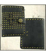 Hard Wear Montage Skulls Cross Metal Studded Biker Wallet Black PU Leath... - $22.27