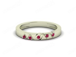 Ruby Half Eternity Stone Women Wedding Band Ring, 925 Sterling Silver Je... - £38.94 GBP